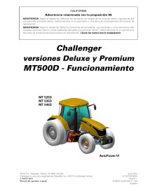 Challenger MT525D, MT535D, MT545D tractors pdf operator's manual ES - Challenger manuals - CHAL-ACT0000850-ES