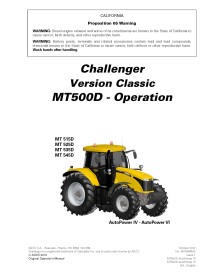 Challenger MT515D, MT525D, MT535D, MT545D tractors pdf operator's manual  - Challenger manuals - CHAL-4373493M2-EN