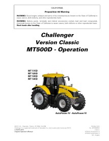 Manual do operador pdf para tratores Challenger MT515D, MT525D, MT535D, MT545D - Challenger manuais - CHAL-4373493M2-EN