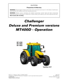 Manuel d'entretien des tracteurs Challenger MT475D, MT485D, MT495D pdf - Challenger manuels - CHAL-7060591M1-EN