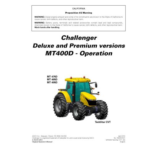 Challenger MT475D, MT485D, MT495D tractors pdf maintenance manual  - Challenger manuals - CHAL-7060591M1-EN