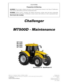 Manuel d'entretien des tracteurs Challenger MT515D, MT525D, MT535D, MT545D pdf - Challenger manuels - CHAL-4373494M2-EN