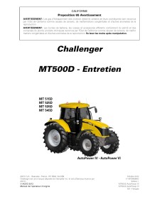 Manual de manutenção em pdf para tratores Challenger MT515D, MT525D, MT535D, MT545D - Challenger manuais - CHAL-4373489M2-FR