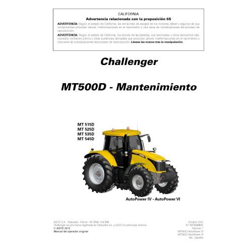 Challenger MT515D, MT525D, MT535D, MT545D tractors pdf maintenance manual ES - Challenger manuals - CHAL-4373499M2-ES