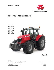 Manuel d'entretien des tracteurs Massey Ferguson 7719, 7720, 7722, 7724, 7726 Dyna-6 pdf - Massey-Ferguson manuels - MF-ACT00...