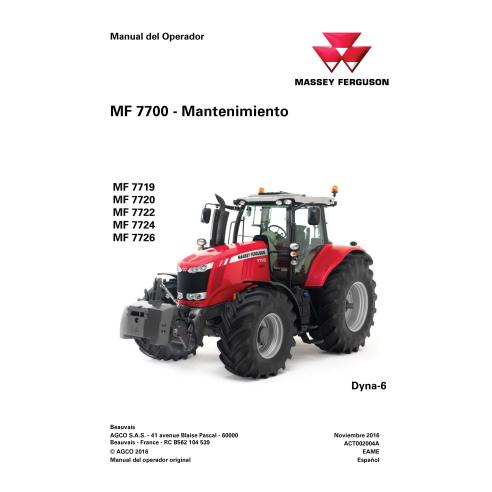 Manuel d'entretien des tracteurs Massey Ferguson 7719, 7720, 7722, 7724, 7726 Dyna-6 pdf ES - Massey-Ferguson manuels - MF-AC...