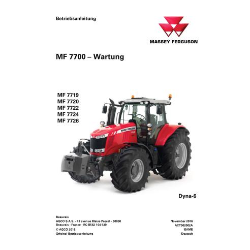 Massey Ferguson 7719, 7720, 7722, 7724, 7726 Dyna-6 tracteurs manuel d'entretien pdf DE - Massey-Ferguson manuels - MF-ACT002...