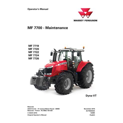 Massey Ferguson 7719, 7720, 7722, 7724, 7726 Manual de manutenção em pdf de tratores Dyna-VT - Massey Ferguson manuais - MF-A...