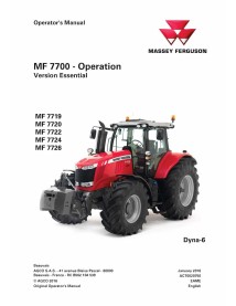 Manual do operador em pdf de tratores Massey Ferguson 7719, 7720, 7722, 7724, 7726 Dyna-6 - Massey Ferguson manuais - MF-ACT0...