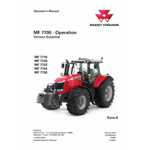 Massey Ferguson 7719, 7720, 7722, 7724, 7726 Dyna-6 tractors pdf operator's manual  - Massey Ferguson manuals - MF-ACT0020750-EN