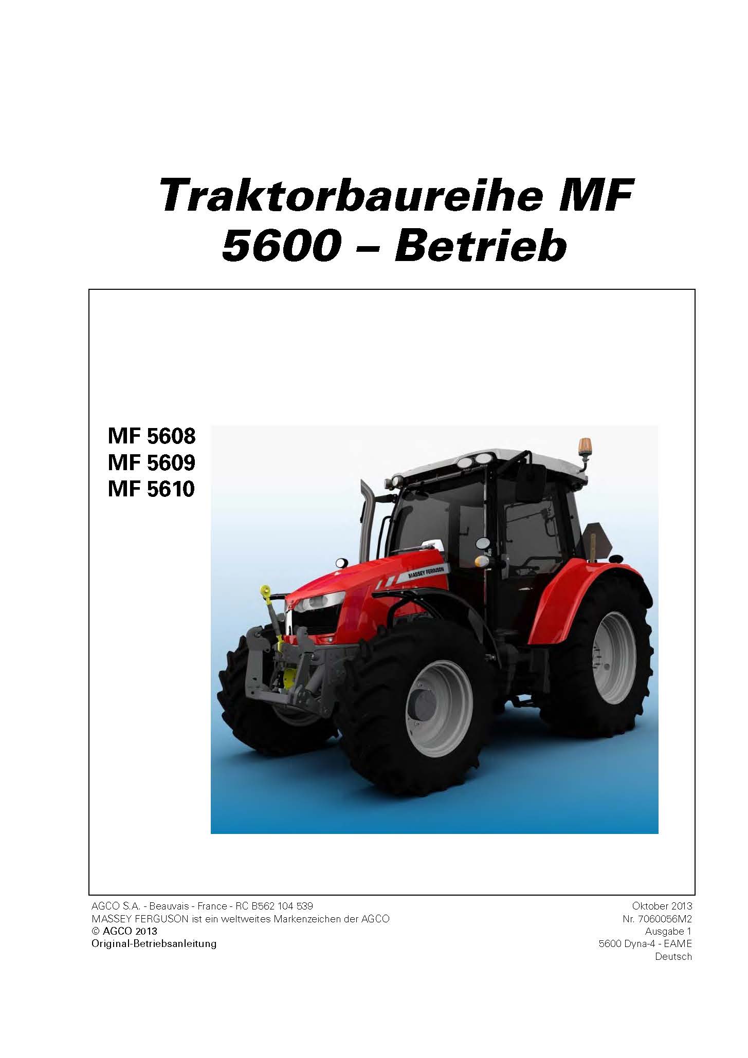 Manuel D'utilisation Massey Ferguson MF133 Super - à Partir De 1974 - En Allemand