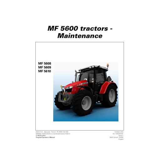 Manuel d'entretien des tracteurs Massey Ferguson 5608, 5609, 5610 Dyna-4 pdf - Massey-Ferguson manuels - MF-7060081M1-EN