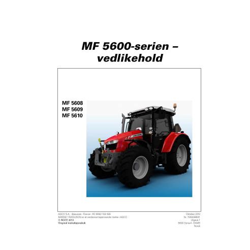 Manual de manutenção em pdf de tratores Massey Ferguson 5608, 5609, 5610 Dyna-4 NO - Massey Ferguson manuais - MF-7060088M1-NO