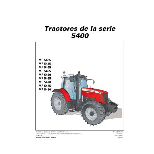 Manuel d'utilisation des tracteurs Massey Ferguson 5425 - 5480 Tier 3 pdf ES - Massey-Ferguson manuels - MF-4346737M2-ES