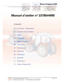 Massey Ferguson 5425 - 5480 tracteurs pdf manuel d'entretien atelier FR - Massey-Ferguson manuels - MF-3378544M5-FR