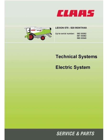 CLA-2936764 Claas Lexion 570 - 520 Montana combine harvester technical systems manual