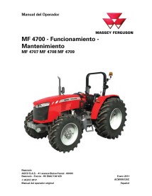 Manual do operador em pdf de tratores Massey Ferguson 4707, 4708, 4709 ES - Massey Ferguson manuais - MF-ACW005125C-ES