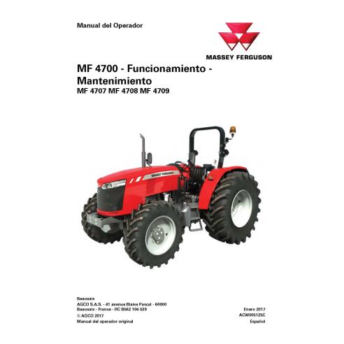 Manual do operador em pdf de tratores Massey Ferguson 4707, 4708, 4709 ES - Massey Ferguson manuais - MF-ACW005125C-ES
