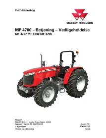 Manuel d'utilisation des tracteurs Massey Ferguson 4707, 4708, 4709 pdf DA - Massey-Ferguson manuels - MF4700-ACW005129C-DA