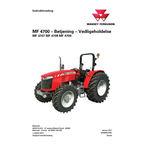 Manuel d'utilisation des tracteurs Massey Ferguson 4707, 4708, 4709 pdf DA - Massey-Ferguson manuels - MF4700-ACW005129C-DA
