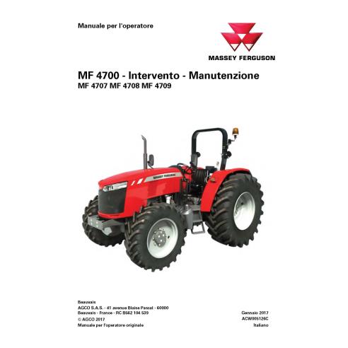 Manual do operador de TI dos tratores Massey Ferguson 4707, 4708, 4709 - Massey Ferguson manuais - MF-ACW005126C-IT