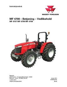 Manual do operador em pdf de tratores Massey Ferguson 4707, 4708, 4709 NÃO - Massey Ferguson manuais - MF-ACW005130C-NO