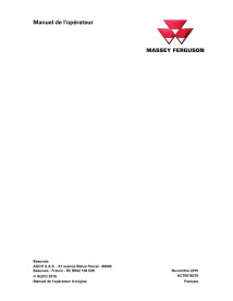 Tractores Massey Ferguson 4707, 4708, 4709 Tier 3 pdf manual del operador FR - Massey Ferguson manuales - MF-ACT0016270-FR