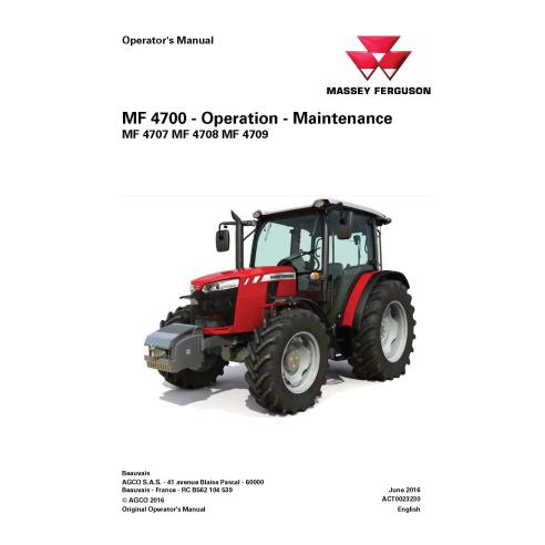 Massey Ferguson 4707, 4708, 4709 Tier 3 with cab tractors pdf operator's manual  - Massey Ferguson manuals - MF-ACT0023230-EN