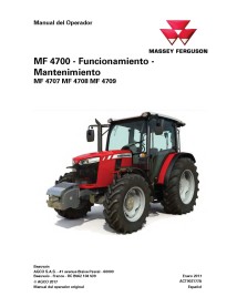 Manual do operador em pdf de tratores Massey Ferguson 4707, 4708, 4709 Tier 4F ES - Massey Ferguson manuais - MF-ACT002177A-ES