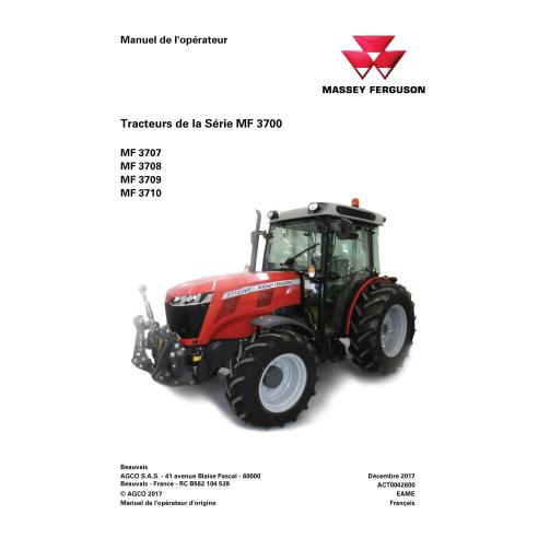 Tractores Massey Ferguson 3707, 3708, 3709, 3710 pdf manual del operador FR - Massey Ferguson manuales - MF-ACT0042600-FR