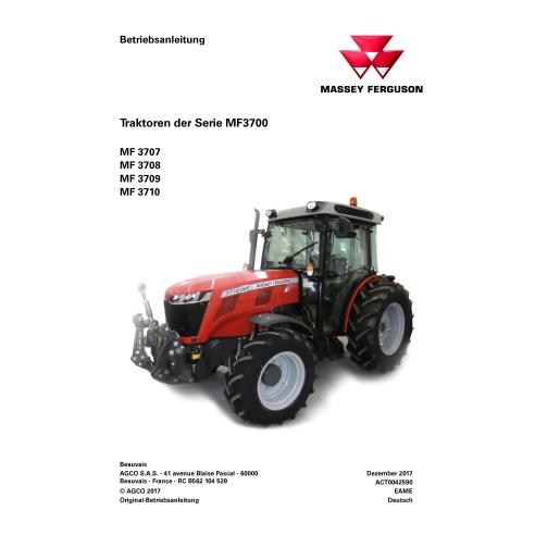 Manuel d'utilisation des tracteurs Massey Ferguson 3707, 3708, 3709, 3710 pdf DE - Massey-Ferguson manuels - MF-ACT0042590-DE