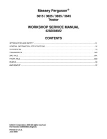 Massey Ferguson 3615, 3625, 3635, 3645 tractors pdf workshop service manual FR - Massey Ferguson manuals - MF-4283084M2-EN