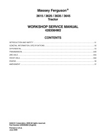 Tractores Massey Ferguson 3615, 3625, 3635, 3645 pdf manual de servicio del taller FR - Massey Ferguson manuales - MF-4283084...