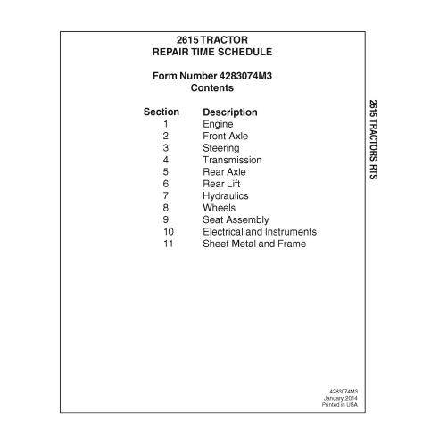 Cronograma de reparo do pdf do trator Massey Ferguson 2615 - Massey Ferguson manuais - MF-4283074M3-EN