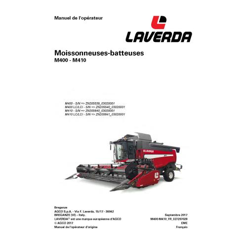 Laverda M400, M410, manual do operador da colheitadeira em pdf FR - Laverda manuais - LAV-327297028-FR
