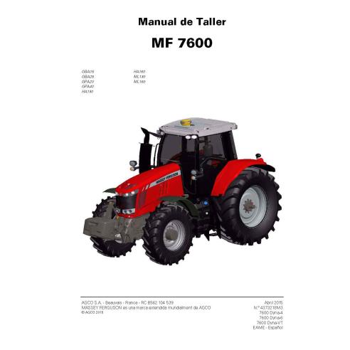 Massey Ferguson 7614, 7615, 7616, 7618, 7619, 7620, 7622, 7624, 7626 tracteurs pdf manuel d'entretien d'atelier ES - Massey-F...