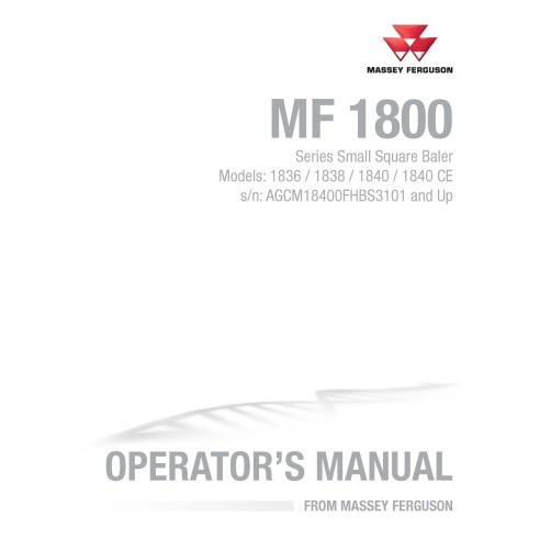 Manual do operador da enfardadeira de pdf da Massey Ferguson 1836, 1838, 1840, 1840 CE - Massey Ferguson manuais - MF-7007415...