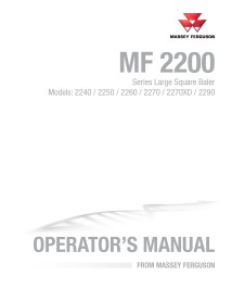 Manuel d'utilisation de la presse à balles Massey Ferguson 2240, 2250, 2260, 2270, 2270XD, 2290 pdf - Massey Ferguson manuels