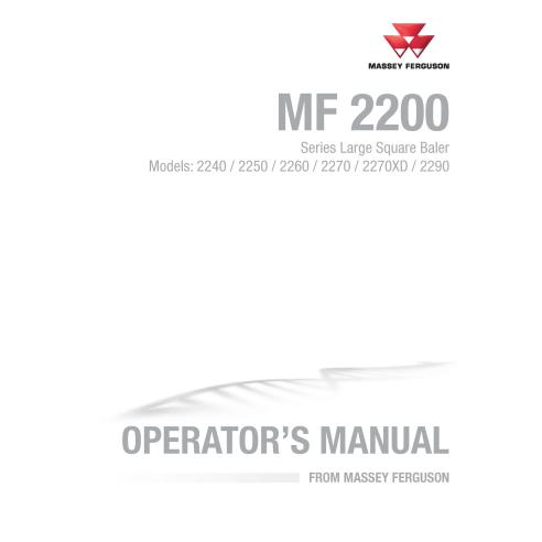 Massey Ferguson 2240, 2250, 2260, 2270, 2270XD, 2290 baler pdf operator's manual  - Massey Ferguson manuals - MF-700741468F-EN