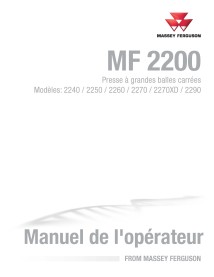 Manual do operador do pdf da enfardadeira Massey Ferguson 2240, 2250, 2260, 2270, 2270XD, 2290 FR - Massey Ferguson manuais -...