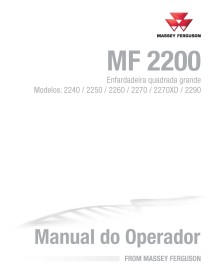 Manual do operador do pdf da enfardadeira Massey Ferguson 2240, 2250, 2260, 2270, 2270XD, 2290 PT - Massey Ferguson manuais -...