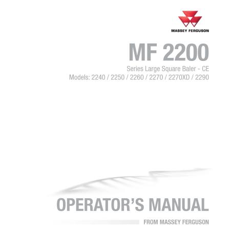 Massey Ferguson 2240, 2250, 2260, 2270, 2270XD, 2290 CE baler pdf operator's manual  - Massey Ferguson manuals - MF-700746226...