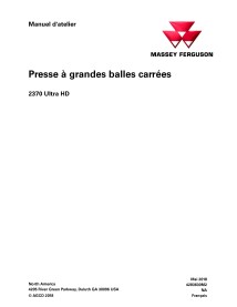 Presse à balles Massey Ferguson 2370 Ultra HD pdf manuel d'entretien FR - Massey-Ferguson manuels - MF-4283630M2-FR