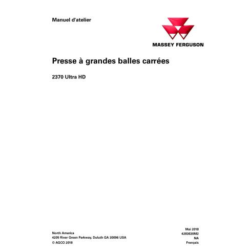 Presse à balles Massey Ferguson 2370 Ultra HD pdf manuel d'entretien FR - Massey-Ferguson manuels - MF-4283630M2-FR