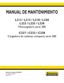 New Holland L213, L215, L218, L220, L223, L225 chargeuses compactes, L230, C227, C232, C238 chargeuse compacte sur chenilles ...