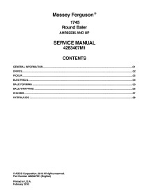 Manual de serviço em pdf da enfardadeira Massey Ferguson 1745 - Massey Ferguson manuais - MF-4283407M1-EN