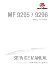 Massey Ferguson 9295, 9296 disco rotativo cabeçalho pdf manual de serviço de oficina - Massey Ferguson manuais - MF-4283611M1-EN