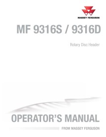 Massey Ferguson 9316S, 9316D cabezal de disco rotatorio pdf del manual del operador - Massey Ferguson manuales - MF-700750336...