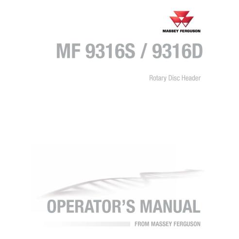 Massey Ferguson 9316S, 9316D rotary disc header pdf operator's manual  - Massey Ferguson manuals - MF-700750336B-EN