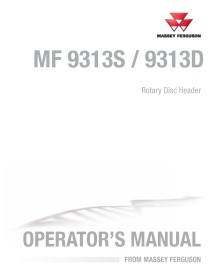 Massey Ferguson 9313S, 9313D rotary disc header pdf operator's manual  - Massey Ferguson manuals